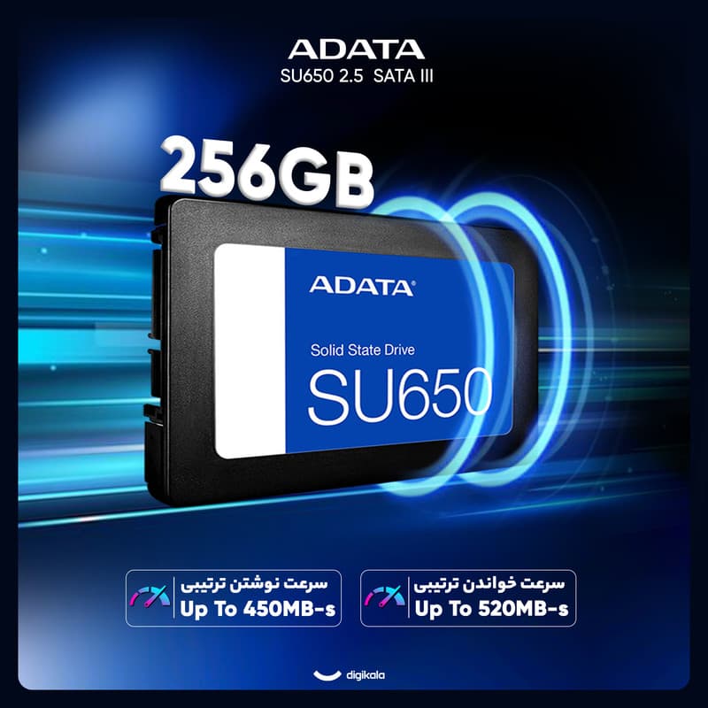 اس اس دی اینترنال SATA III ای دیتا مدل SU650 ظرفیت 256 گیگابایت — تصویر 2