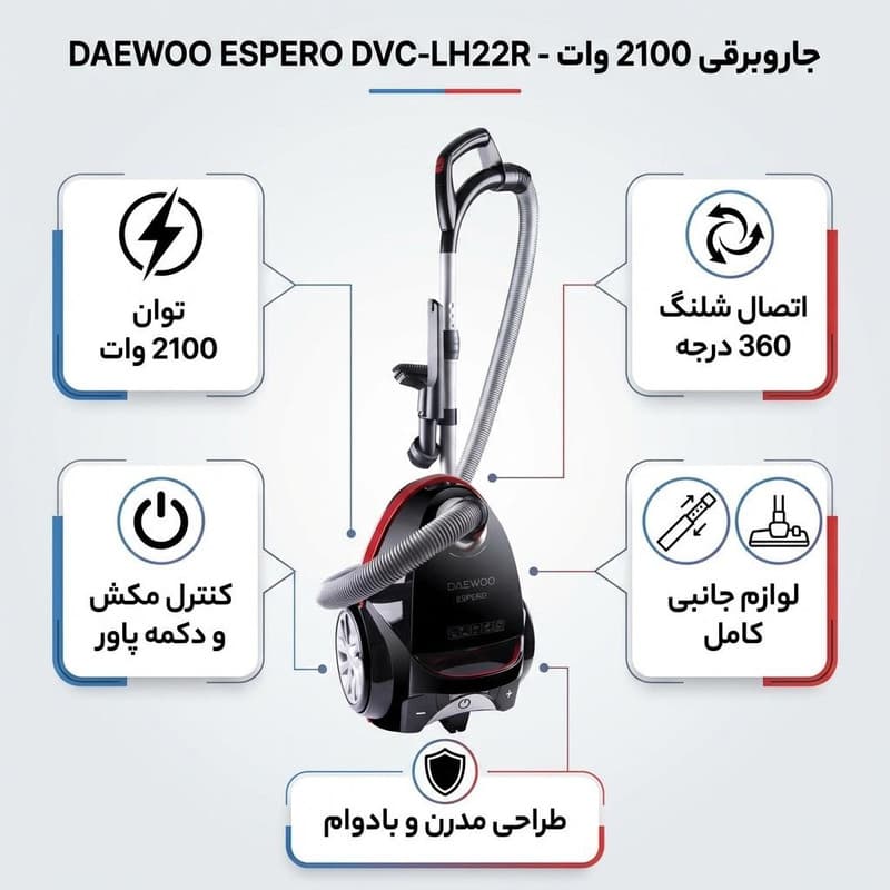 جاروبرقی 2100 وات دوو مدل DVC-LH22R — تصویر 2