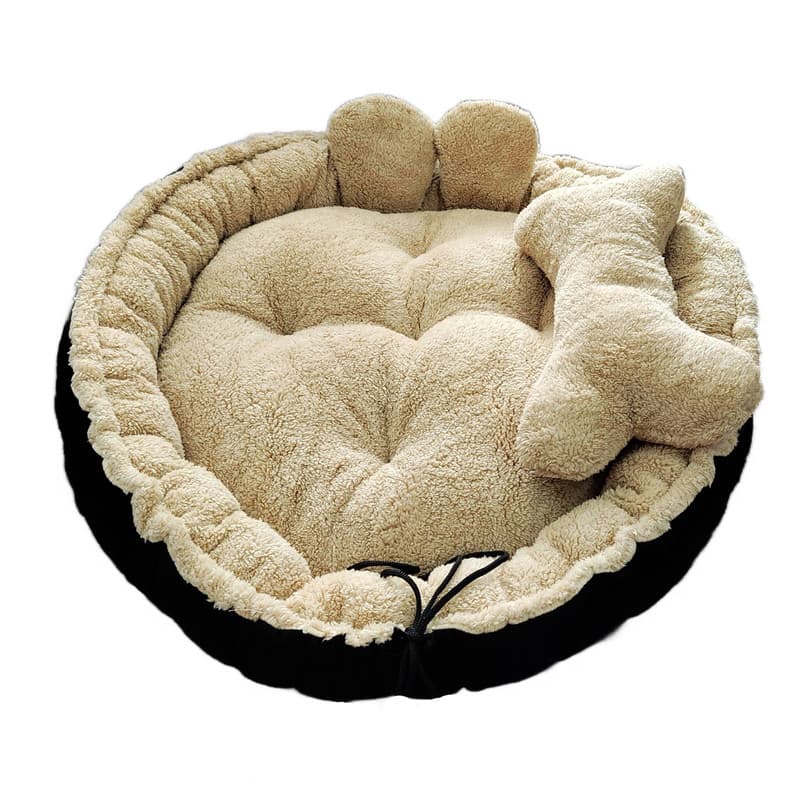 جای خواب سگ و گربه مدل Teddy طرح استخوان به همراه بالش — تصویر 4