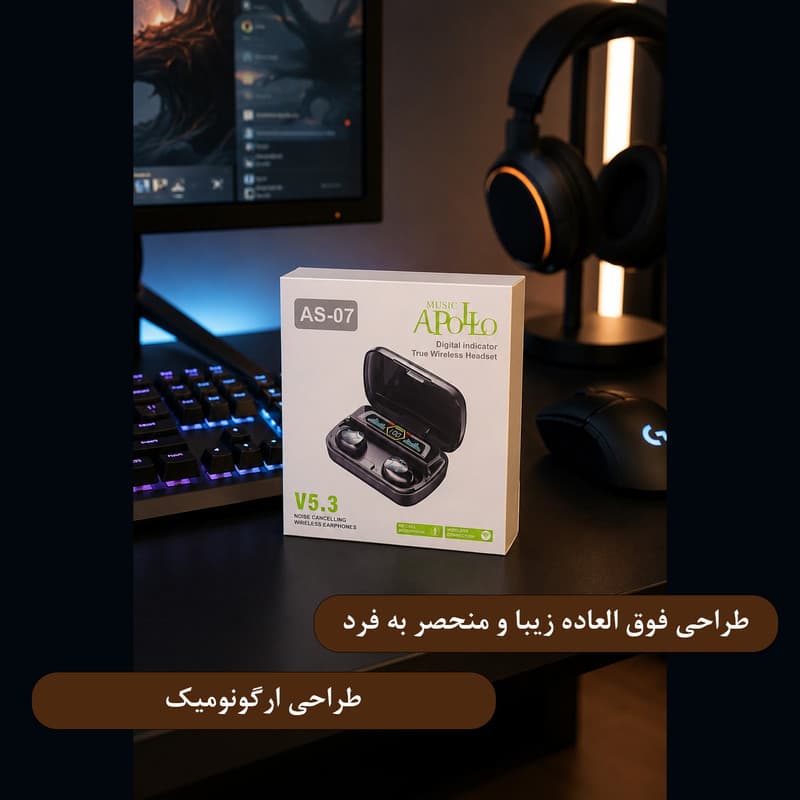 هدفون بلوتوثی موزیک آپولو مدل GAS07-TWS V5.3 — تصویر 2