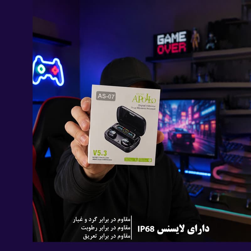 هدفون بلوتوثی موزیک آپولو مدل GAS07-TWS V5.3 — تصویر 3