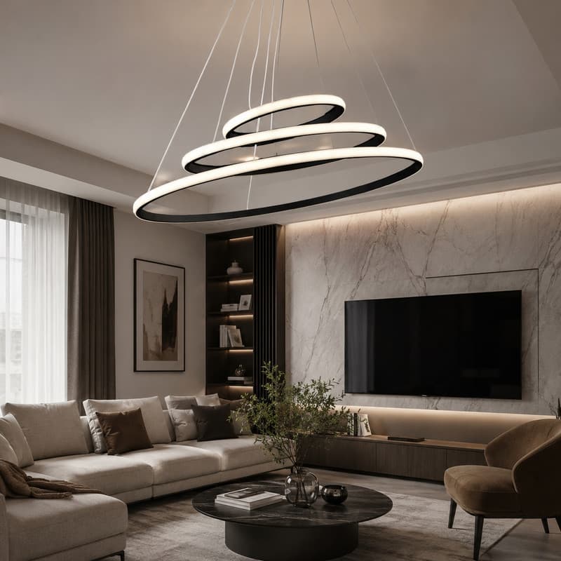 لوستر 3 شعله نور از ما رشکان مدل set.circle.70.50.30 — تصویر 4