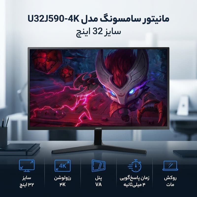 مانیتور سامسونگ مدل U32J590-4K سایز 32 اینچ — تصویر 2