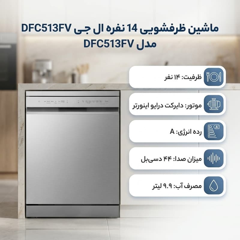 ماشین ظرفشویی 14 نفره ال جی مدل DFC513FV — تصویر 2