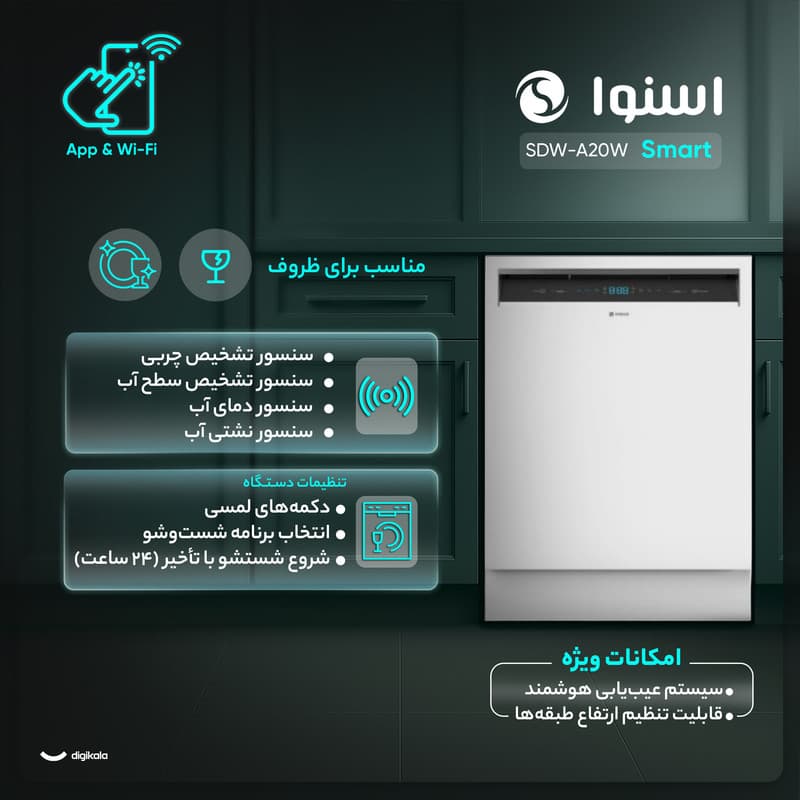 ماشین ظرفشویی 14 نفره اسنوا مدل SDW-A20W — تصویر 3