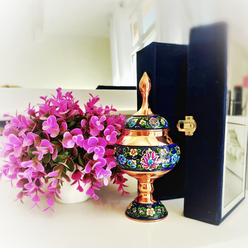 شکلات خوری میناکاری مسی نگارستان نیلی مدل پرداز کد JR20 — تصویر 3