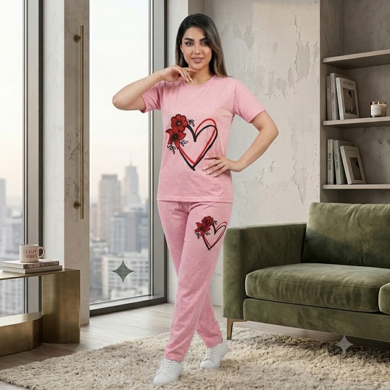 ست تی شرت آستین کوتاه و شلوار راحتی زنانه مدل OMGHLBP — تصویر 3