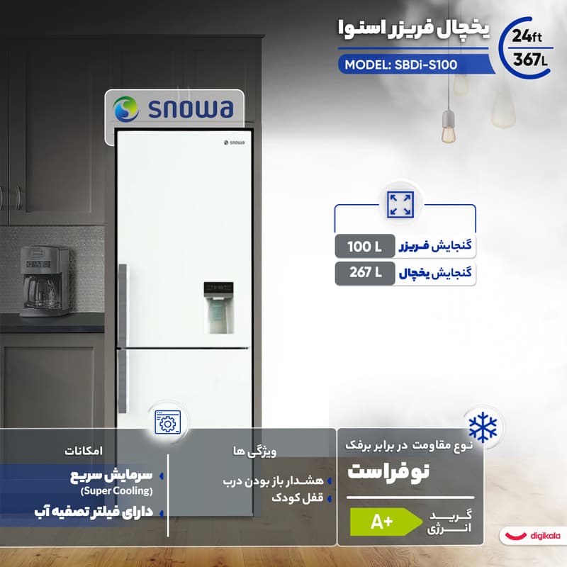 یخچال فریزر 24 فوت اسنوا مدل SBDi-S100 — تصویر 4