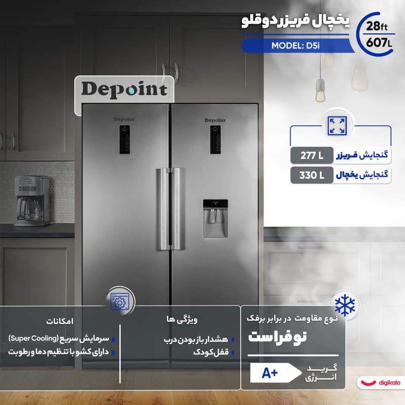 یخچال فریزر دوقلو 28 فوت دیپوینت مدل D5i — تصویر 2