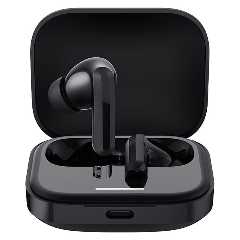 هدفون بلوتوثی شیائومی مدل Redmi Buds 5 با نویز کنسلینگ فعال (ANC)، درگاه شارژ USB Type-C، دارای نشانگر روی محفظه شارژ — تصویر 1