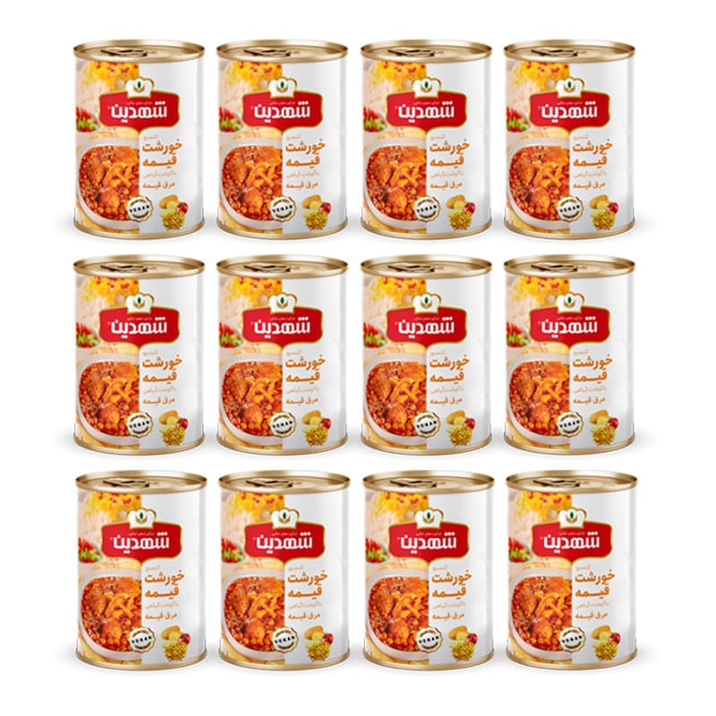 کنسرو خورشت قیمه و سیب زمینی با سویا شهدین - 370 گرم بسته 12 عددی — تصویر 1